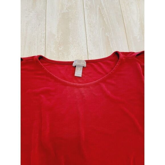 Chico's Travelers 3 Open Sleeve Slinky Top Red Rouched 3/4 Sleeves Stretch - Picture 5 of 6